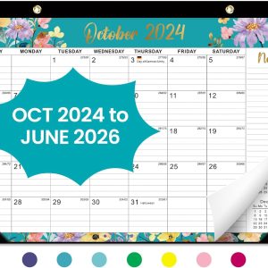 Desk Calendar 2025, 21 Months Calendar Runs from October 2024 to June 2026 - Large 17" x 12" Desktop/Wall Monthly Calendar for Home School, or Office - 2025 New Edition